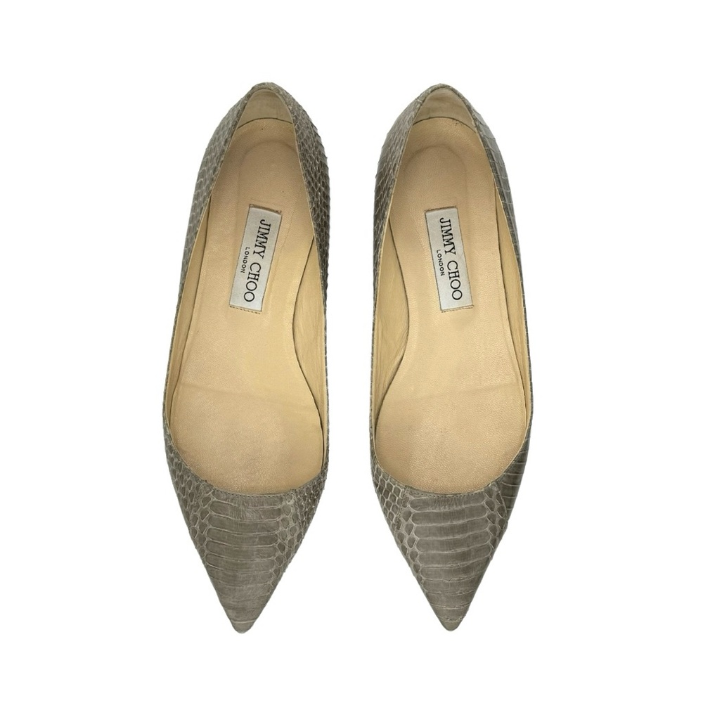 Jimmy Choo Taupe Snakeskin Loafers